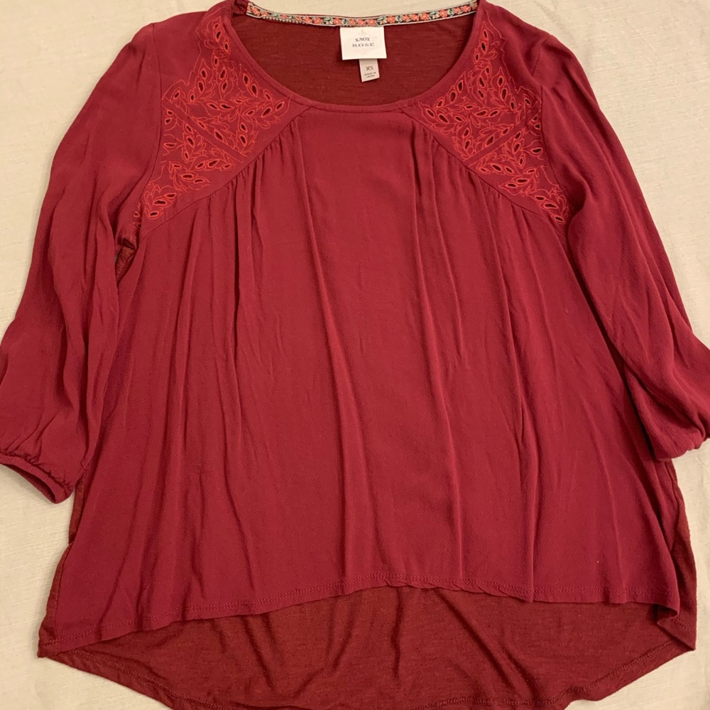 Women’s Knox Rose Burgundy XS Peasant Top